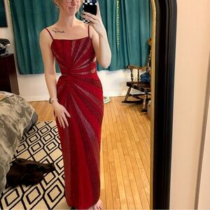 Cache Vintage Beaded Red Dress Sz S